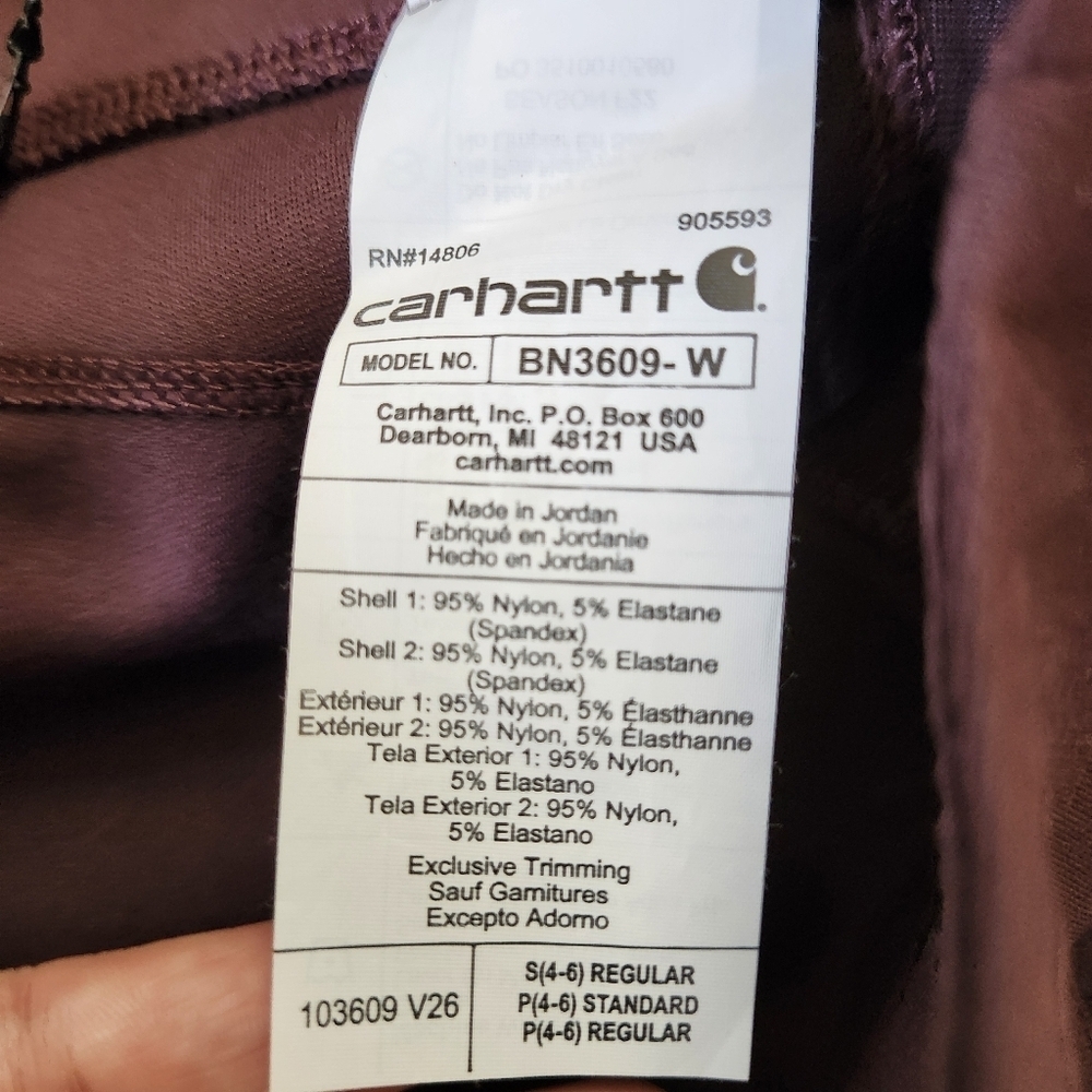New Carhartt Force Fitted Lightweight Utility Legging Blackberry XS‎ - Picture 7 of 11